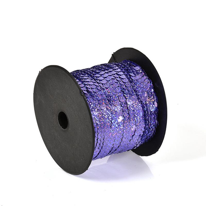 Fashion High Quality Flat Sequin 6mm 5 Yards Trim Lace Sew On Craft Multicolor Trim Strip Costume Sewing