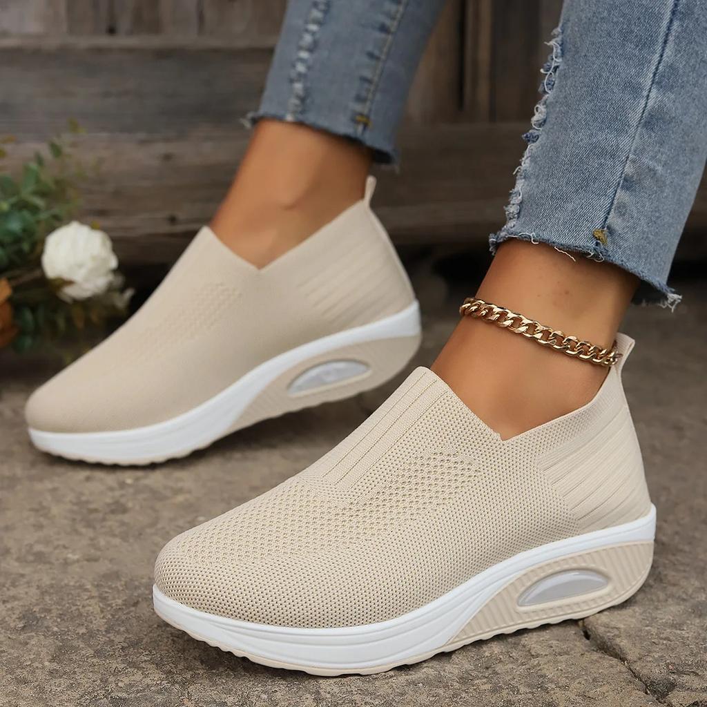 Fashion Women Walking Shoes Air Cushion Non Slip Orthopedic Shoes Ladies Platform Mules Breathable Wedge Female Sneakers 2025