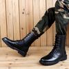 Fashion Winter Lace Up Outdoor Long Boots Motorcycle Boots Winter Warmth Designer High Leather Shoes Fashion Casual Black Boots