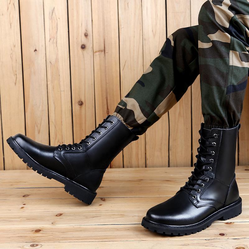 Fashion Winter Lace Up Outdoor Long Boots Motorcycle Boots Winter Warmth Designer High Leather Shoes Fashion Casual Black Boots