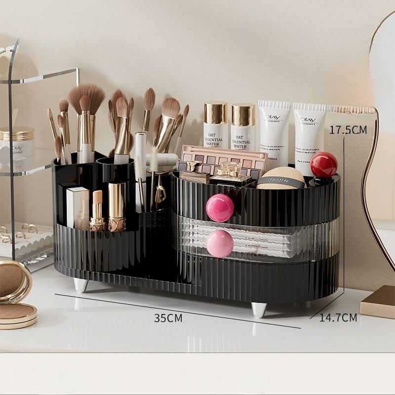 Cosmetic Organizer Makeup Storage Box Desktop Dustproof Rotating Pen Holder Layers Large Capacity Jewelry Lipstick Makeup Boxes