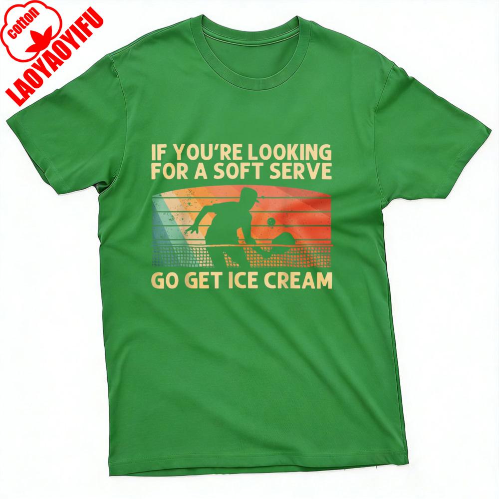 Tennis Player with Ice Cream Text Summer Unisex TShirt Casual Vintage Style Graphic Tee for Outdoor Activities Sports Tees