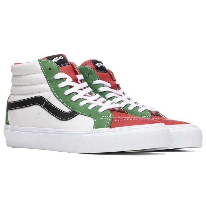 Vans Vault Sk8-Hi Reissue EF VLT LX Синтетическая Кожа Высокие Унисекс Кеды для Скейтбординга Белый Зеленый Красный Color-Blocked VN0A5HUX4XW