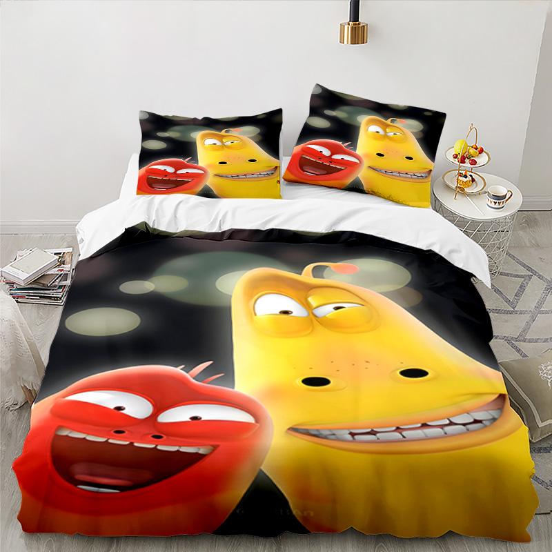 3PCS Larva Bedding Set Printed Duvet Cover Closure Includes 1 Duvet Cover & 2 Pillowcases for All Seasons Bedroom Decor
