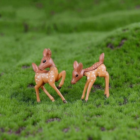 2Pcs Lovely Couple Deer Mini Craft Micro Landscape Bonsai Garden Home Decor