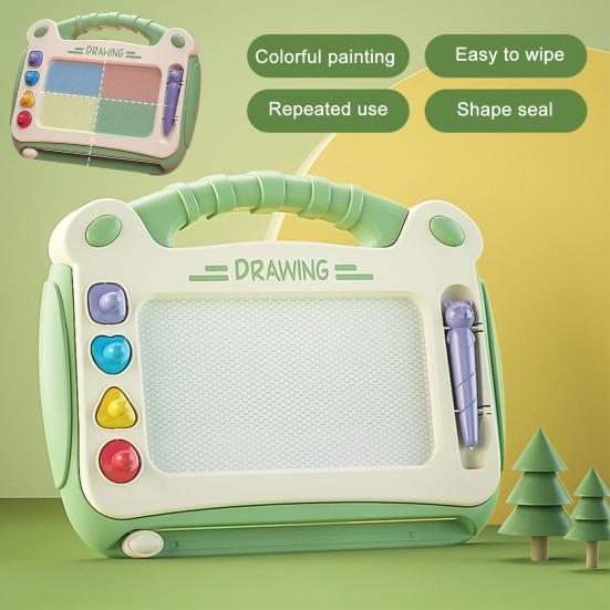 Магнитная граффити-доска с 4 различными штампами-узорами, легко стирает рисунки, предотвращает потерю