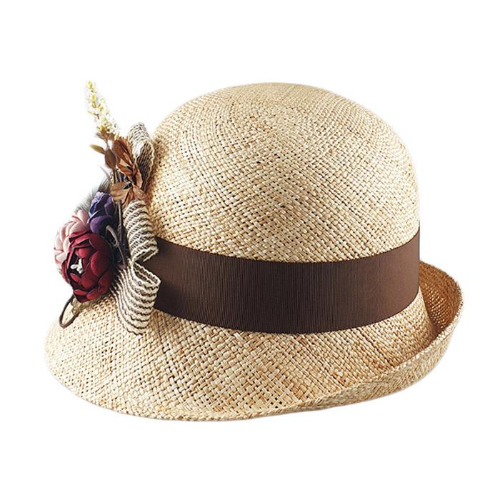 Kaliseumontapone Basil Raffia Retro Cloche Straw Hat I