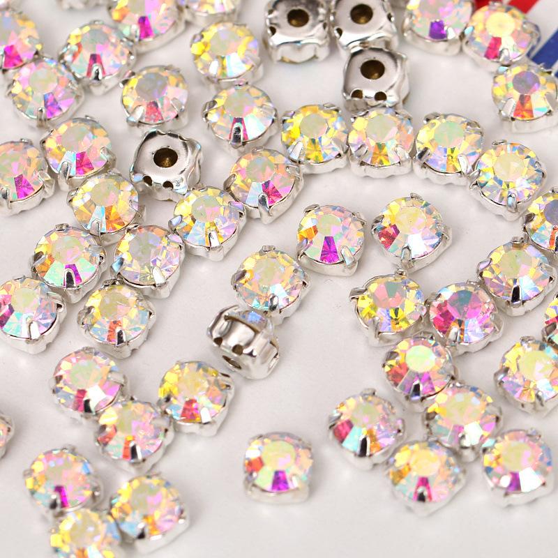 Сшитый вручную одинарный коготь со стразами коготь с бриллиантами, золотым и серебряным дном, стеклянный кристалл, сшитый вручную бриллиант, аксессуары для одежды, багажа