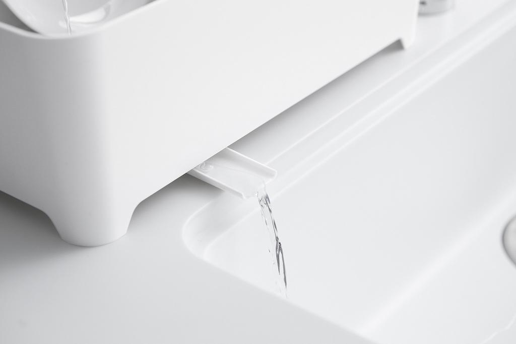 Yamazaki Industrial Co., Ltd. White Dish Drainer Set, Approx. W37 x D28 x H14.5cm, Tower Type, Washtub, Dish Drainer, and Soaking Rack, Product Code: