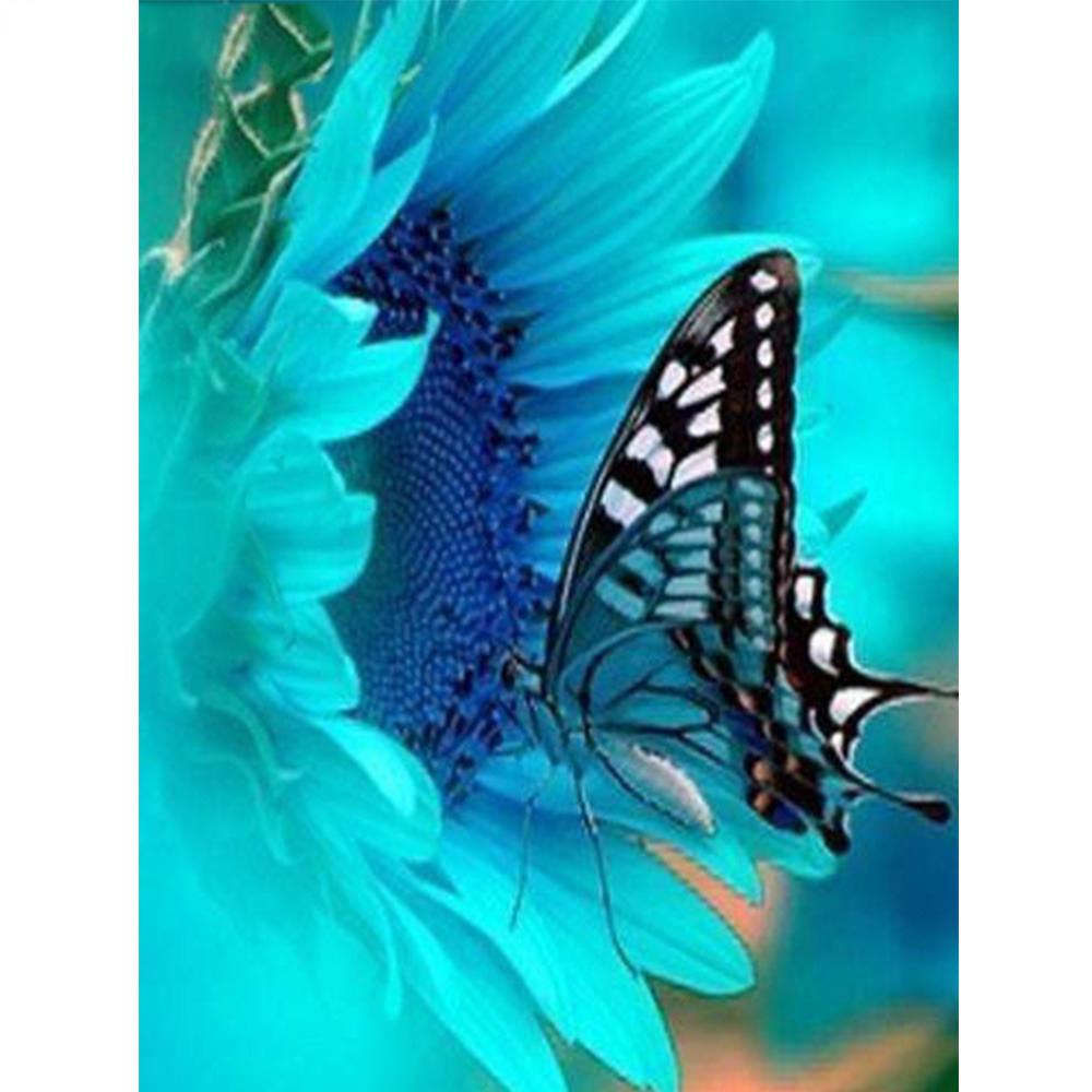 Diamond Painting Blue Butterfly Rhinestone Mosaic Diamond Embroidery Flower Cross Stitch Home Decor
