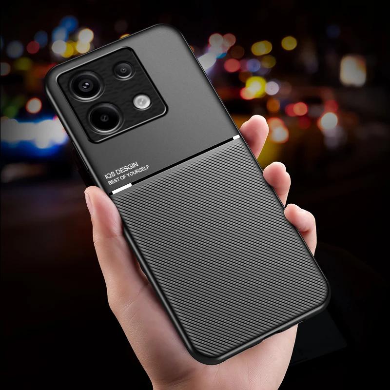 Для Xiaomi Redmi Note 13 Pro Plus 5G Чехол Текстура кожи Магнитный держатель Чехол для телефона Redmi Note 12 11 Pro Plus 12C 13C 4G Чехол