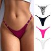 Women G-string Zebra Texture Print Solid Color Low Waist Super Breathable