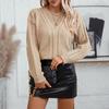 Autumn Winter Vintage Loose Long Sleeve Top Solid Color Pullover Knitwear O-Neck Sweater