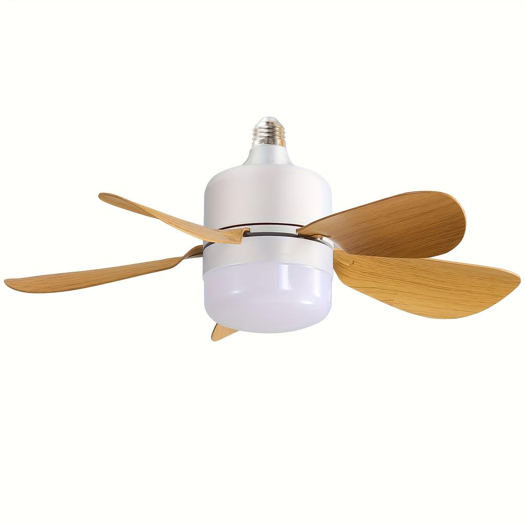 1pc 16-Inch Socket Fan Light Ceiling Fans With Lights And Remote - Screw In Small Ceiling Fan Replacement For E27 Light Bulb, Dimmable 3 Color Lights
