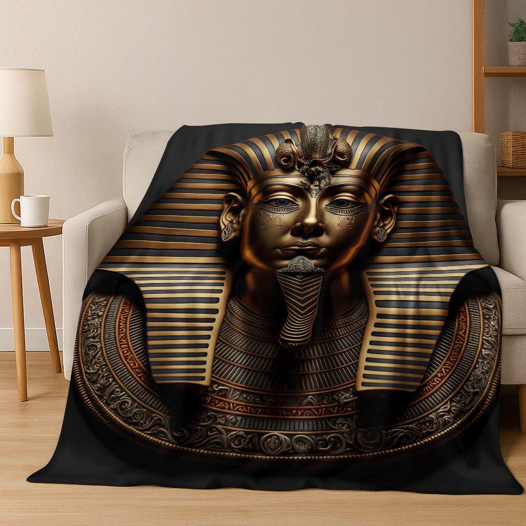 Ancient Egyptian Gods Dead Anubis Pharaoh Tutankhamun Mask Flannel Blanket,Cozy Soft Throw Blanket for Home Bedroom Bed Sofa Kid