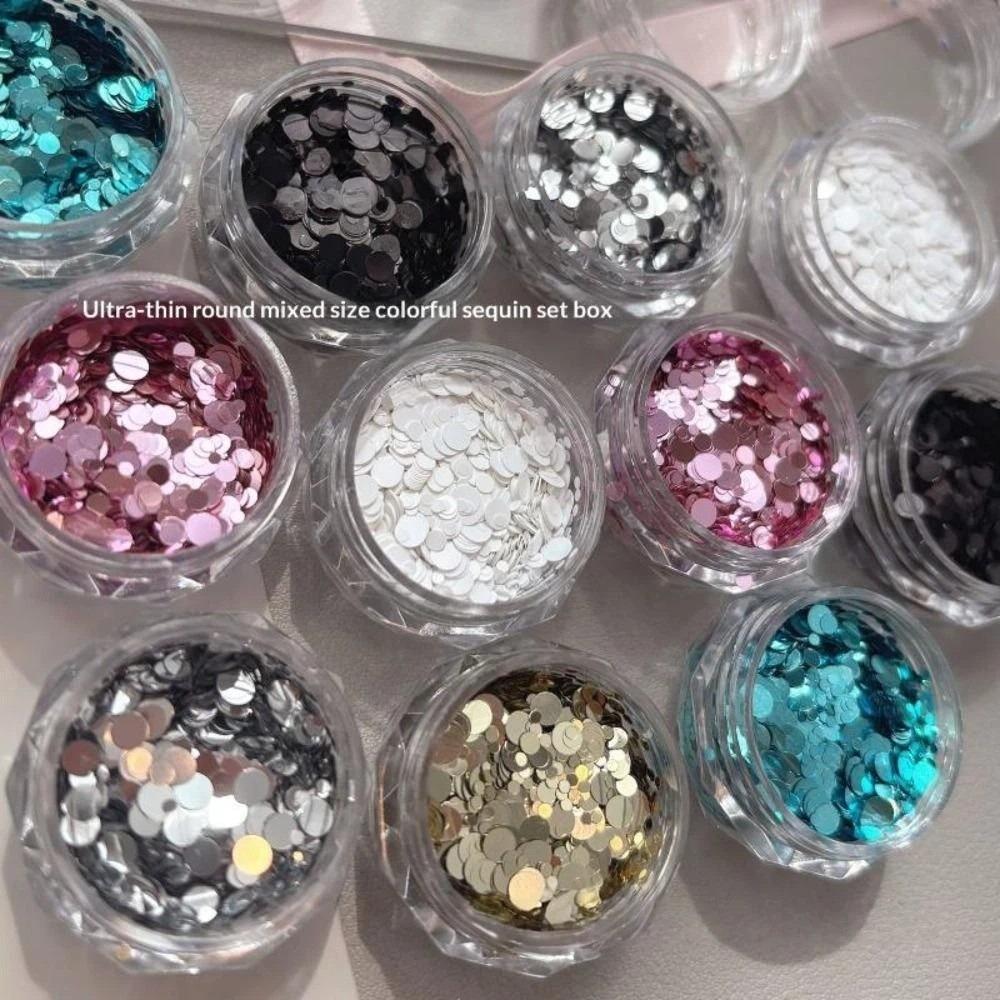 Mini Round Polka Dot Glitter Nail Art Decorations DIY Round Sequined Patchwork Nail Art  Salon Use