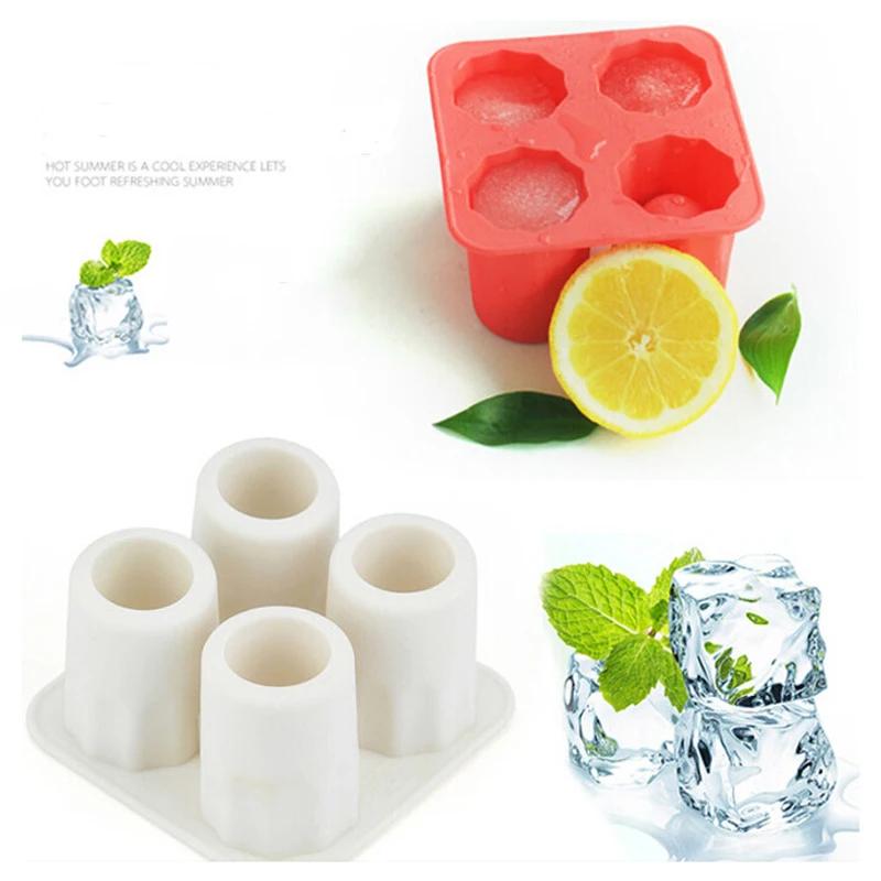 4 Cup Shape Silicone Ice Cube Mold Shot Glass IceMould Ice Cube Tray Summer Bar Party Beer Ice Cocktail Cold Drinking Tools