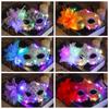 Half Face Mask Feather Flower Mask Lace Venice Masquerade Mask Princess LED Glowing Mask  Carnival