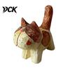 Miniature Cat Collectibles Tabby Wood Figurine with Painting, Hand Carved Basswood Artistic Office Desktop Decorations Statue, Animal Art Ornament for