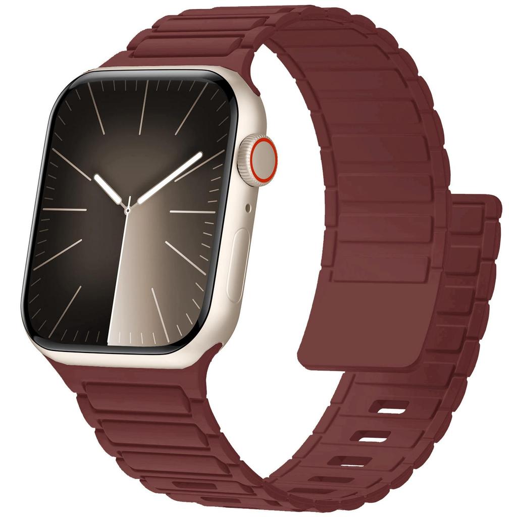 Прочный Магнитный Силиконовый Ремешок для Apple iWatch S11 - Ультранадежная Трехзвенная Пряжка