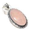 Natural Rose Quartz Gemstone 925 Sterling Silver Jewelry Pendant 2.68" L8b27