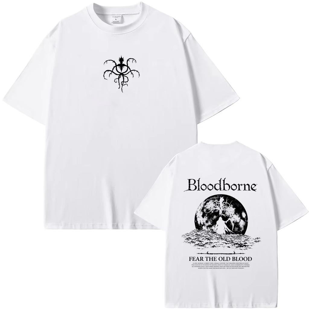 Игровая футболка Bloodborne Fear The Old Blood с графическим принтом, унисекс, в стиле хоррор, летняя, свободная, с коротким рукавом, для мужчин и женщин