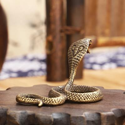 Антикварная бронзовая статуя змеи-удава Cobra Миниатюрные фигурки Медные зодиакальные животные Украшения для стола Чайные украшения для домашних животных Изделия из латуни