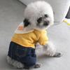 Зимние милые полосатые теплые брюки, джинсовые джинсы, толстовка для домашних животных, толстовка с капюшоном для собаки, комбинезон для щенка