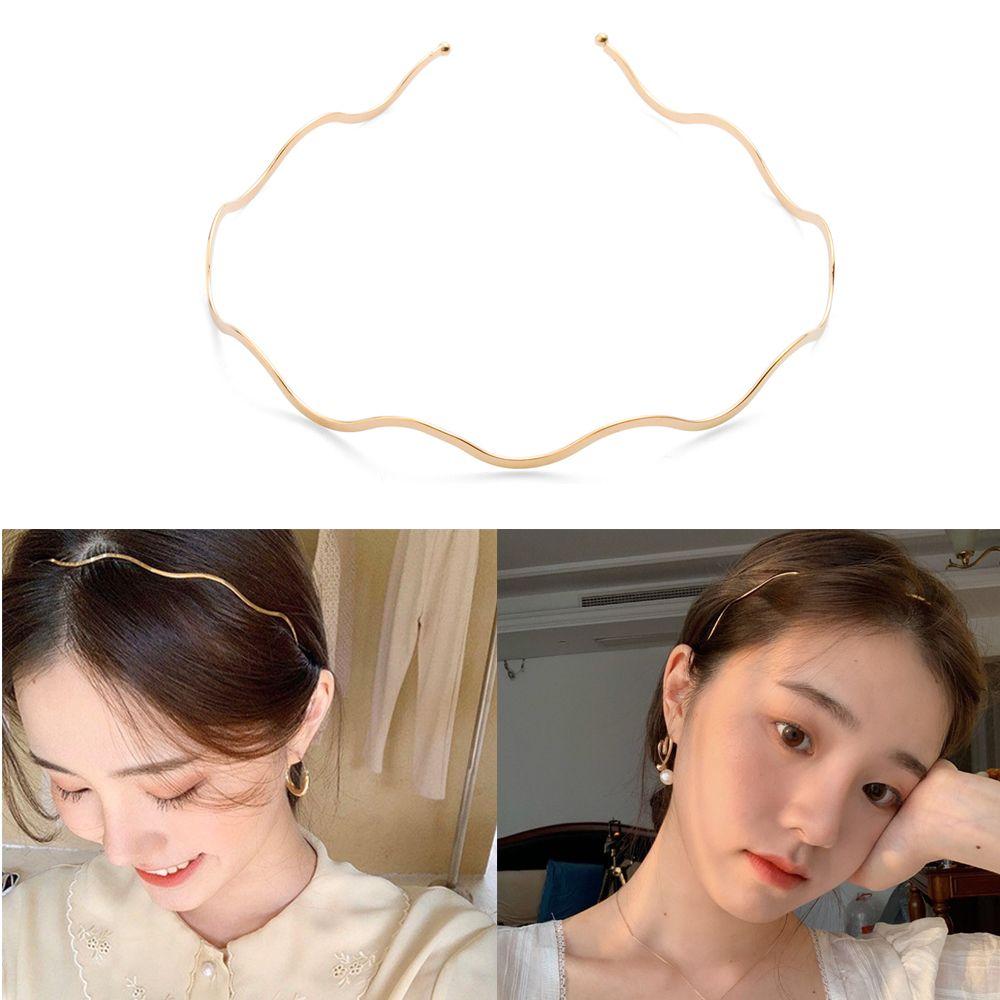 Ювелирные изделия Аксессуары для вечеринок Элегантный геометрический металлический головной убор Обруч для волос Тонкие повязки на голову Волнистый