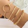 4Pcs/6PCS/Set Retro Simple Chain Bracelet, Fashionable Mix and Match Open Bracelet, Bracelet Stacked and Worn Style Combination