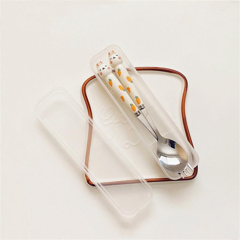 Ложка белая, удобная для переноски, симпатичное украшение, в коробке для удобного хранения, нержавеющая сталь, принадлежности для общественного питания, вилка, набор столовых приборов