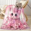 Whimsical Cat Artwork Flannel Blanket,Lightweight,Office Blanket,Sofa Blanket,Comfortable Blanket