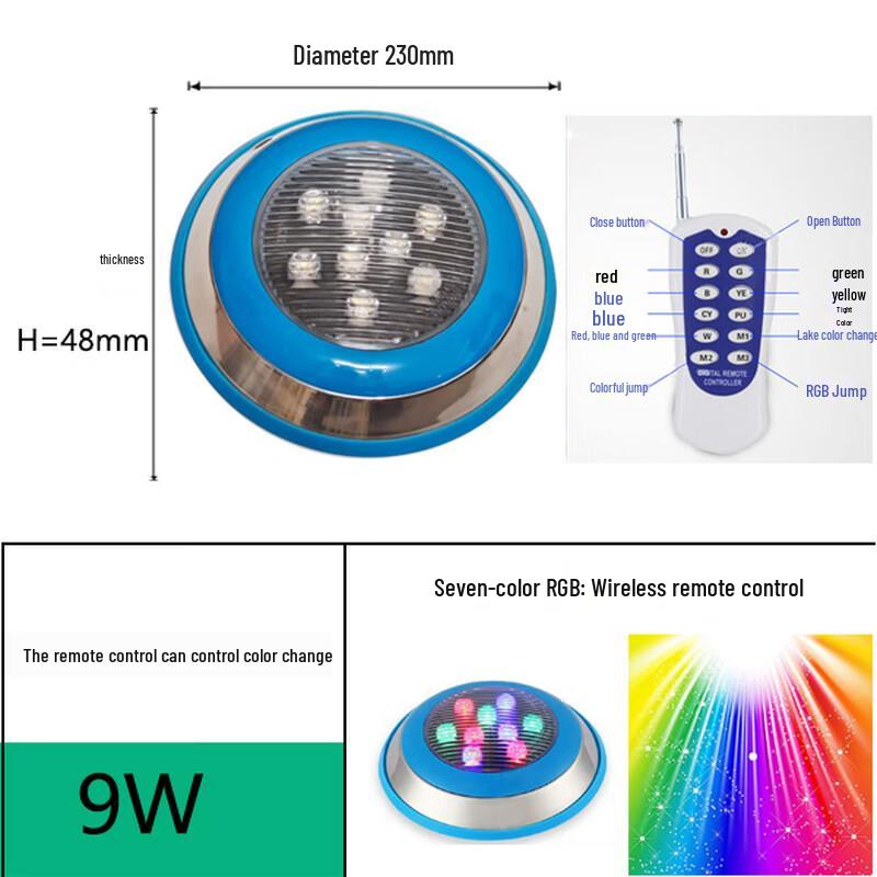 Светодиодный настенный светильник для бассейна 6 Вт RGB из нержавеющей стали с дистанционным управлением