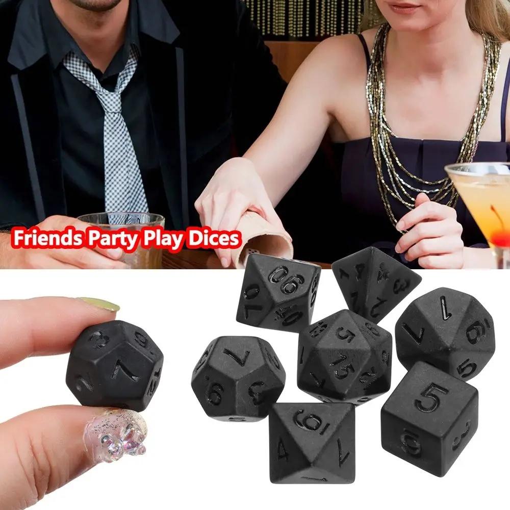 Набор из 7 шт. Черные многогранные кубики для DND RPG TRPG игр, Аксессуары для Dungeons and Dragons, Настольные карточные игры, Математические кубики