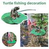 Fishing Turtle Statue Resin Angler Turtle On Lotus Leaf Ornament Floating Animal Sculpture for Fish Tank Aquarium Pond