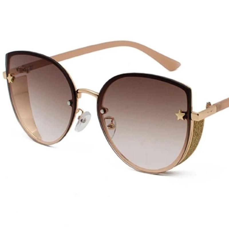 Сексуальные женские солнцезащитные очки «кошачий глаз» высокого качества, модные брендовые солнцезащитные очки без оправы, женские солнцезащитные очки óculos, винтажные