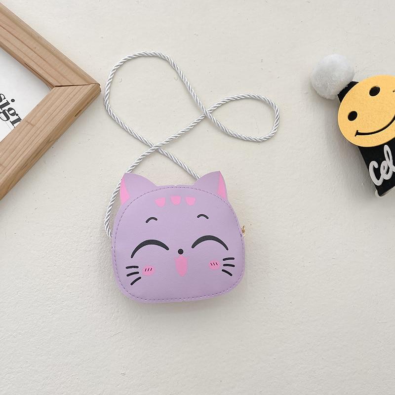 Baby Girls PU Leather Small Shoulder Crossbody Bags Cute Cat Kids Coin Purse Wallet Fashion Children's Mini Handbags