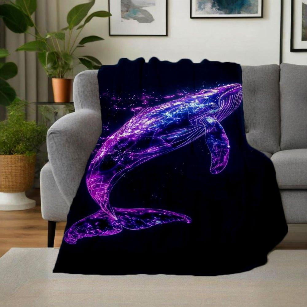 Neon Whale Phone Case Cover for iPhone Samsung GalaxyBlanket Flannel Throw Blanket for Sofa, Bed, Travel, Camping, Office, Couch, Chair, And