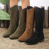 Vintage V-mouth Western Cowboy Boots Women's Pointed Thick High Heel Fashion Boots 2025 New Plus Size Boots Women