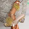 Liyke Transparent Slippers For Women  Summer Fashion Golden Pearl Designer Sandals Crystal Strange Clear Heels Party Shoes