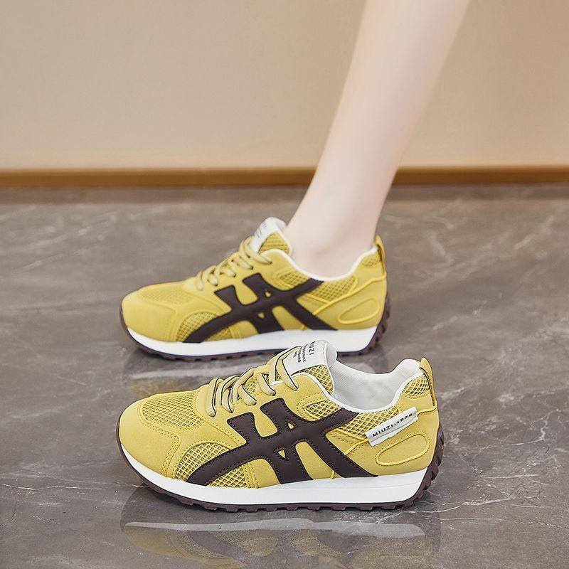 Chunky Mesh Sneakers For Women Versatile Student Casual Shoes Retro Trainers Soft Bottom Footwear