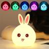 Rabbit LED Night Light For Children Baby Kids Bedside Lamp Multicolor Silicone Touch Sensor Tap Control Night Light
