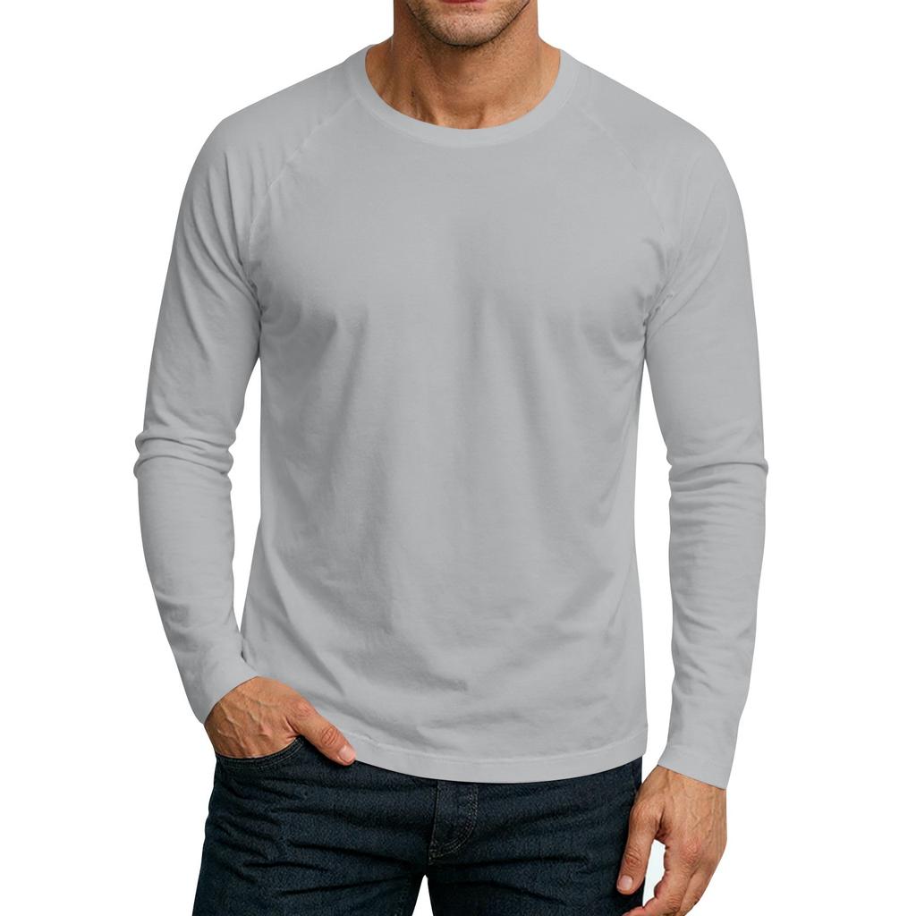 Мужской топ-футболка с круглым вырезом и длинным рукавом