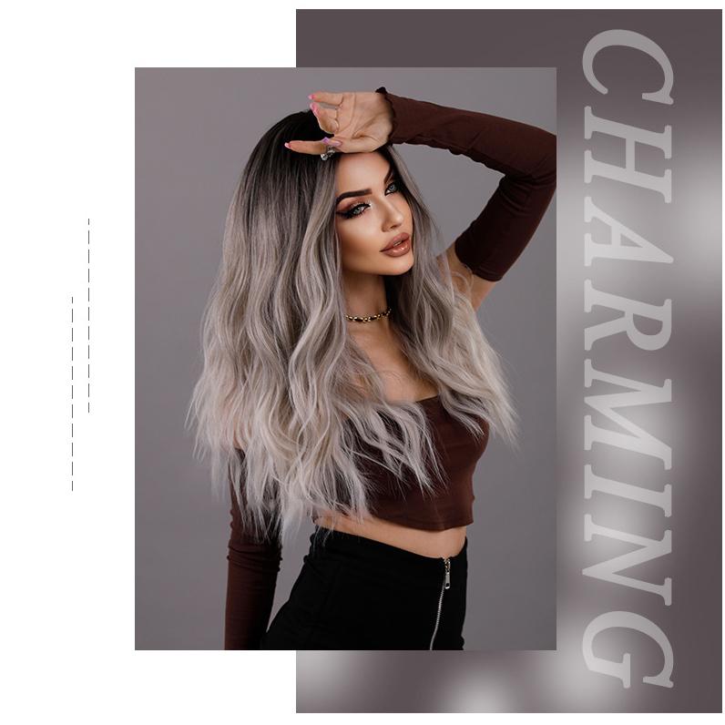 Жен. 63 см Волосы Искусственные волосы Серебристо-белые волосы Длинные волосы Длинные вьющиеся волосы Розовые волосы Сетка Головные уборы Полный головной убор Натуральный Настоящий парик