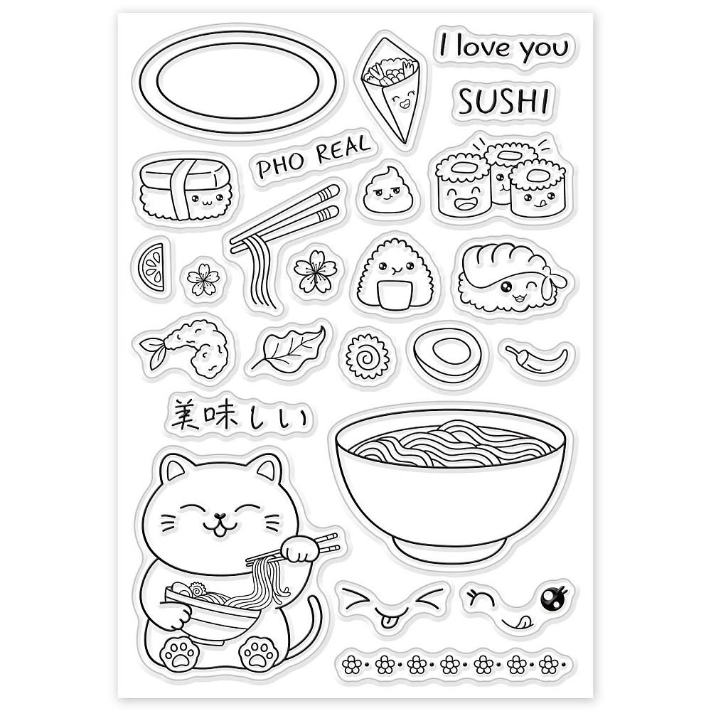 PVC Plastic Stamps for DIY Scrapbooking Photo Album Decorative Cards Making Stamp Sheets Food Pattern 16x11x0.3cm