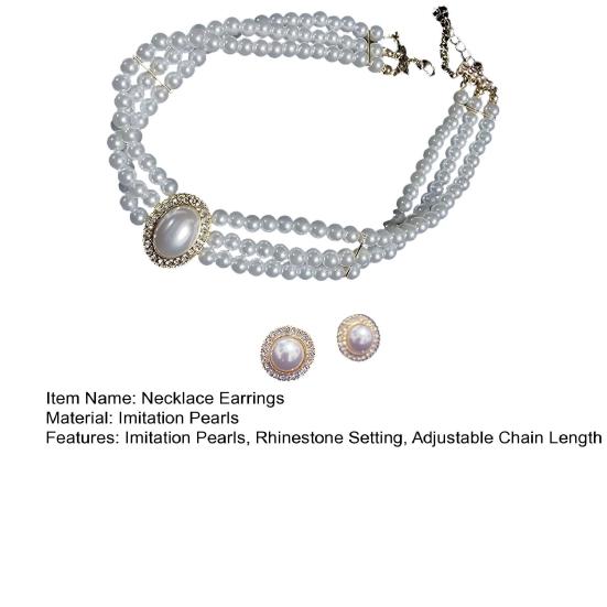 2Pcs/Set Women Jewelry Gift Pearl Choker Three-Layer Imitation Necklace