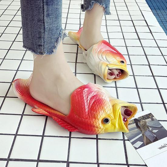 Модные мужские шлепанцы-рыбы: Смешные, Креативные, Нескользящие, Модные Шлепанцы "Соленая Рыба" для Ношения на Улице