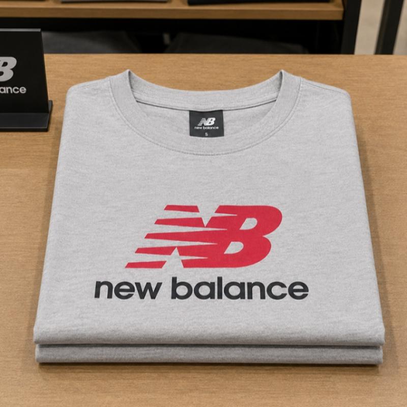 New Balance Мужская спортивная футболка с логотипом, короткий рукав, серая mT51500 Аа