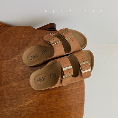 Тапочки из коровьей кожи с плоским дном, женские, летняя одежда 25 лет, ретро, с завышенной талией, мягкая подошва, нескользящая, универсальная