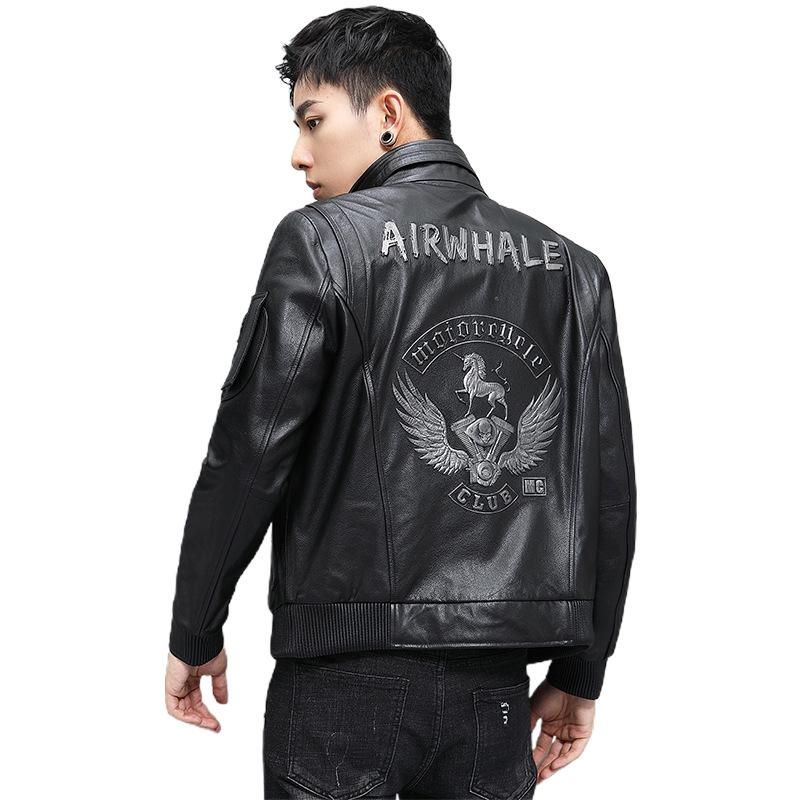 Одежда из воловьей кожи, модная мужская натуральная кожа, новая осенне-зимняя кожаная куртка с воротником-стойкой, модная меховая куртка